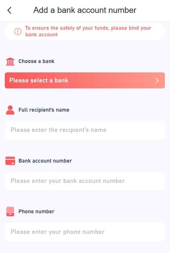 Enter and verify bank details